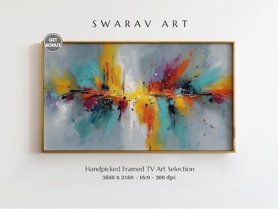 Abstract Explosion Frame TV Art, Futuristic Cityscape (digital