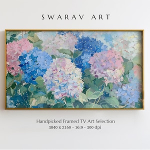 Frame TV Art, Hydrangeas Oil Painting Digital Print, Frame TV Art Floral,  Frame TV Art Summer, Frame Tv Art Pastel, Pink Blue Hydrangea