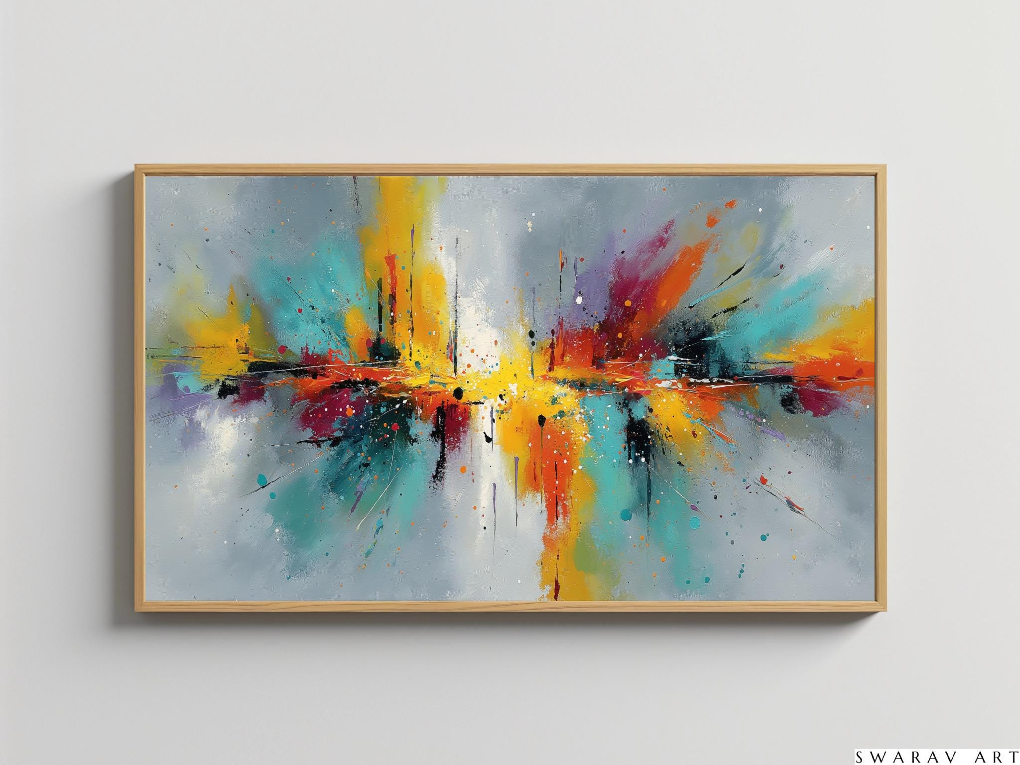 Abstract Explosion Frame TV Art, Futuristic Cityscape (digital