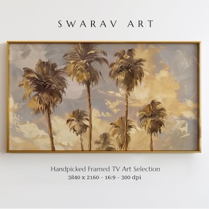 Frame TV Art, Vintage Palm Trees, Tropical Frame TV Art, Neutral Coastal TV Art, Beach Palms Digital Print, Palms Trees, Digital Download