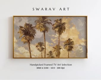 Frame TV Art, Vintage Palm Trees, Tropical Frame TV Art, Neutral Coastal TV Art, Beach Palms Digital Print, Palms Trees, Digital Download