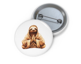 Pin Button, Swami Faultier Runder Button, Sicherheitsbuttons, Geburtstagsgeschenk, Badge Buttons, spirituelle Geschenke