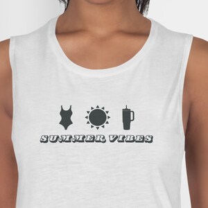 Workout Tank for Women, Summer Vibes Tank Top, Fitness Top, Black and Gray Tank, White and Gray Tank, Women&#39;s Graphic Workout Tank Top