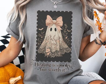 Cute Lace Ghost Mental Health Humor Shirt for Halloween & Fall, Mental Health Therapy Top, Funny Quote Shirt, Sarcasm Shirt, Comfort Colors®