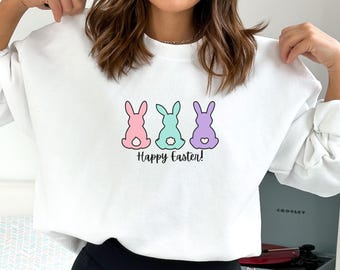 Chemise lapin Joyeuses Pâques, chemises de Pâques, chemise de Pâques en forme de lapin, cadeau pour amoureux des lapins, chemise de lapin de couleur pastel, cadeau pour elle