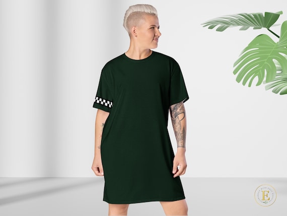T shirt Dress in Evergreen Color for Women Green T shirt Dress Active Wear Dress Oversized Shirt Dress for Women Long T shirt Dress Etsy