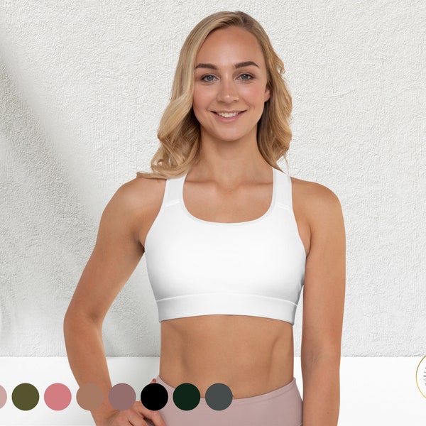 Witte sportbeha voor dames, atletische kleding, vrijetijdskleding, leuke trainingskleding voor vrouwen, moedergymkleding, moeder Athleisure Wear, trainingtop