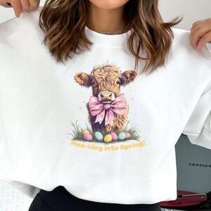 Highland Cow Spring Sweatshirt, Highland Cow Crewneck, Cute Cow Hoodie, Western Crewneck, Highland Cow Shirt, Cow Gifts, Farm Animal Shirt
