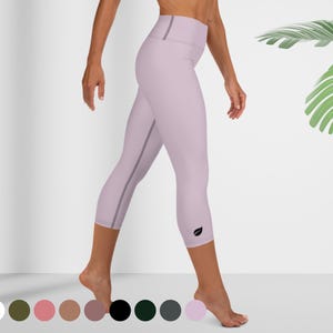 Womens High Rise Capri Yoga Leggings in Multiple Colors with Black Trim, Capri Workout Leggings, Workout Leggings, Athleisure Wear for Women