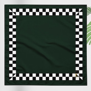 Leuke groene modieuze bandana met geruit patroon, alledaags haaraccessoire, dameshaarhoes in groenblijvende kleur, stijlvolle stropdasarmband