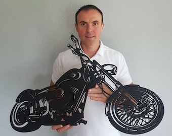 Wooden wall decoration 50 x 78 cm motorcycle house decoration chopper monogram Harley