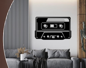 Wall decoration made of wood house decoration sign mural tape cassette cassette