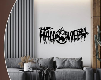 Wanddeko aus Holz Wandbild Schild Schriftzug Wandtatoo  Halloween