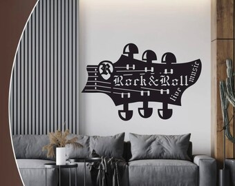 Wall decoration made of wood house decoration sign mural rock & roll guitar