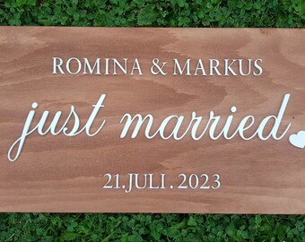 Hochzeitschild Hochzeitsdeko  mit Wunschtext Boho Hochzeit Just Married