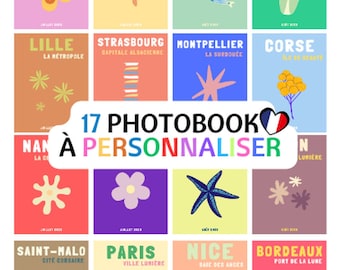 17 Modelos de álbumes de fotos impresos Assouline Francia. Fotolibro de viaje personalizable. Libro de viaje para imprimir, libro decorativo, modelo Canva