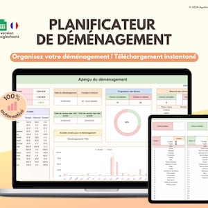 Suivi et planificateur de Déménagement | Organisation des cartons, inventaire maison, nettoyage | Budget, To-Do List | Maison Appartement