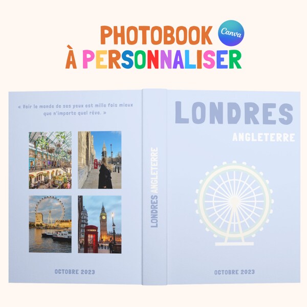 London Photo Album Book Model Printed Assouline. Canva customizable travel photobook. Personalized Home Decoration. England