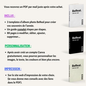 BeReal photo album template. French & English version. BeReal photo book template to personalize on Canva. image 2