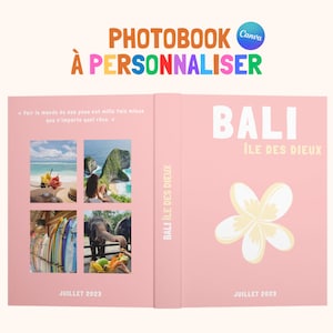 Printed Bali Photo Album Book Model. Canva customizable travel photobook. Personalized Home Decoration. Vacation