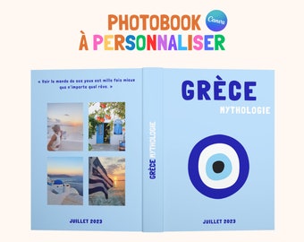 Modèle de Livre album Photo Grèce Imprimé Assouline. Photobook de voyage personnalisable Canva. Décoration Maison Personnalisé.
