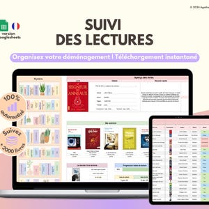 Monitoraggio della lettura di Googlesheets | Modello di diario di lettura, monitoraggio dei libri, monitoraggio dei libri | Foglio di lavoro francese | Prenota l'ebook audio