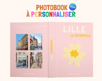 Photo album book model Lille Printed Assouline. Canva customizable travel photobook. Personalized Home Decoration. France