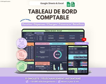 Accounting Dashboard | Micro-Enterprise Accounting | Income and Expenses, VAT, Social Security Contributions, Taxes, Profits | Google Sheets and Excel