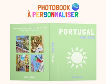 Portugal Fotoalbum Buch Modell Gedruckt Assouline. Canva anpassbares Reisefotobuch. Personalisierte Wohndekoration. Hafen