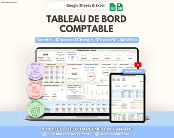 Accounting Dashboard | Micro-Enterprise Accounting | Income and Expenses, VAT, Social Security Contributions, Taxes, Profits | Google Sheets and Excel
