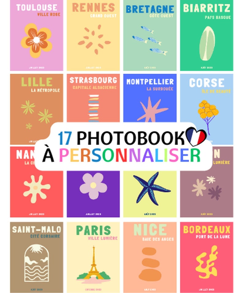 17 Modèles de Livre Photo Imprimé Assouline France. Photobook de voyage personnalisable. Book de voyage à imprimer, livre déco, modèle Canva image 1