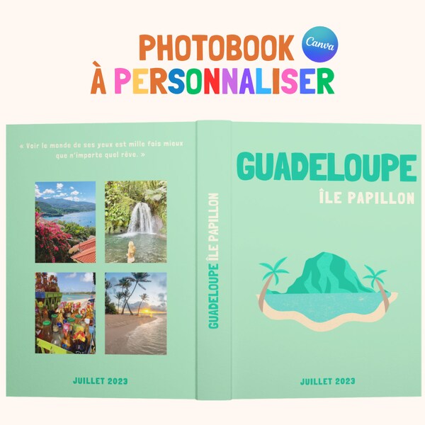 Guadeloupe Photo Album Book Model Printed Assouline. Canva customizable travel photobook. Personalized Home Decoration. Dom Tom