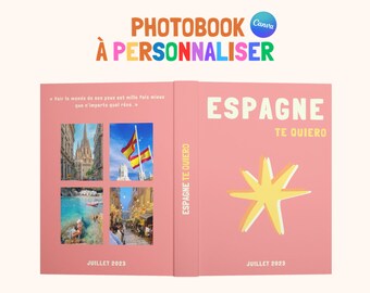 Spain Photo Album Book Model Printed Assouline. Canva customizable travel photobook. Personalized Home Decoration. Spain