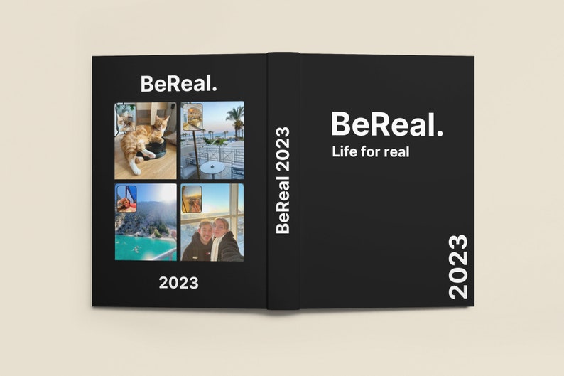 BeReal-Fotoalbum-Vorlage. Französische und englische Version. BeReal-Fotobuchvorlage zum Personalisieren auf Canva. Bild 5