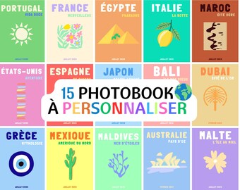 15 gedruckte Fotoalbum-Buchvorlagen von Assouline – Anpassbares Reisefotobuch auf Canva. Personalisierte Geschenk-Heimdekoration.