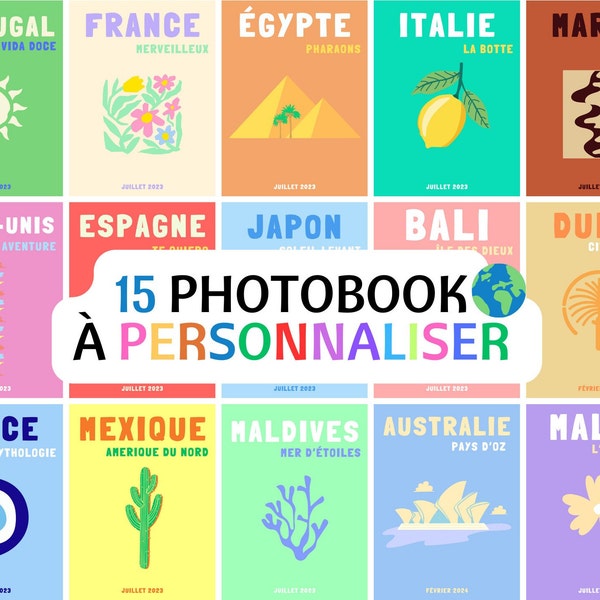 15 Modèles de Livre album Photo Imprimé Assouline - Photobook de voyage personnalisable sur Canva. Décoration de Maison Cadeau Personnalisé.