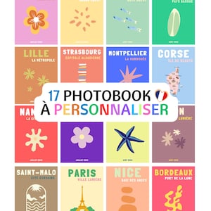 17 Printed Photo Album Book Models France. Customizable travel photobook. Travel book to print, decorative book, Canva model
