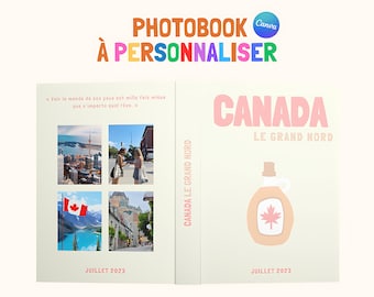 Canada fotoalbumboekmodel gedrukt Assouline. Aanpasbaar reisfotoboek van Canva. Gepersonaliseerde woondecoratie. Québec