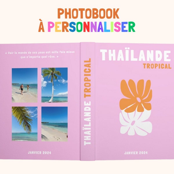 Assouline Printed Photo Album Book Template - Customizable travel photobook on Canva. Personalized Gift Home Decoration.