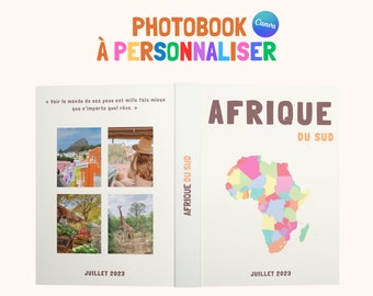 Modèle de Livre album Photo Afrique du Sud Imprimé Assouline. Photobook de voyage personnalisable Canva. Décoration Maison Personnalisé.