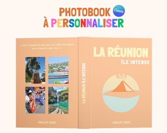 Assouline Printed Reunion Island Photo Album Book Model. Canva customizable travel photobook. Personalized Home Decoration.