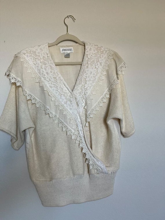 Vintage Knit and Lace Blouse by Sideffects- Size M