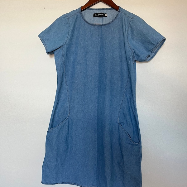 90s Denim Dress with Pockets - Size Small