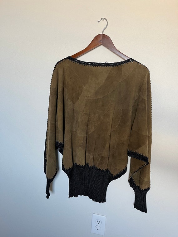 VTG  Patchwork Suede and Crochet Top - image 2