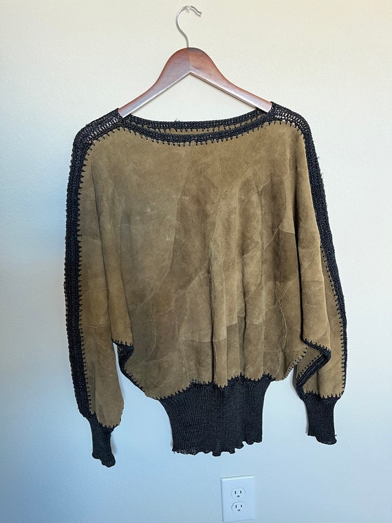 VTG  Patchwork Suede and Crochet Top