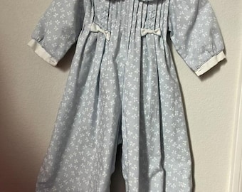 Vintage Baby Girl Romper- Blue w/ Bows- 6 months
