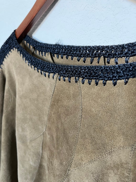 VTG  Patchwork Suede and Crochet Top - image 5