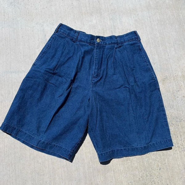 Vintage 80s High-waisted Pleated Denim Shorts- 30” Waist