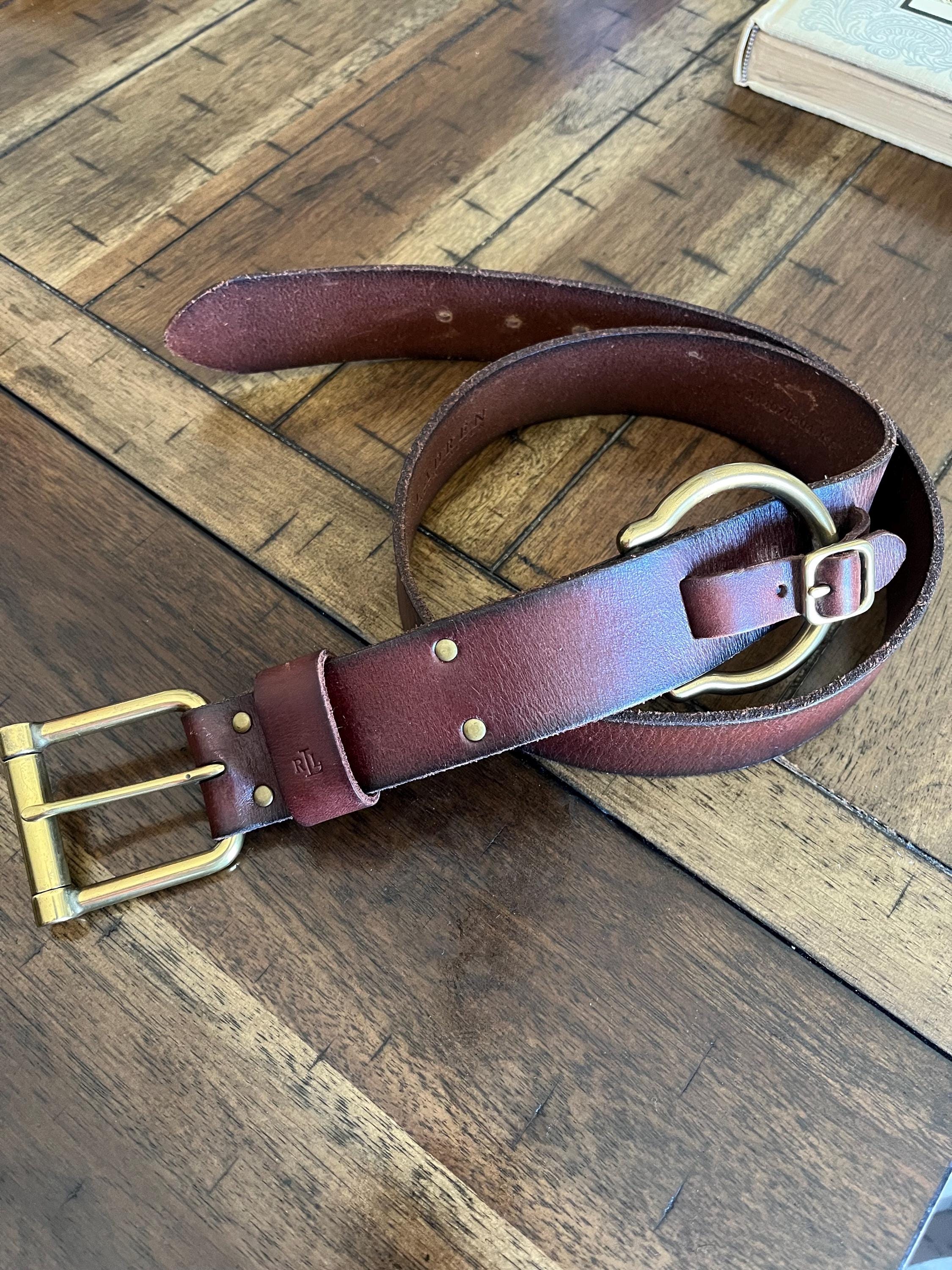 Vintage Ralph Lauren Leather Belt, Equestrian Inspired 