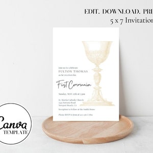 Simple First Holy Communion Invitation for First Communion Traditional Invitation DIY Template